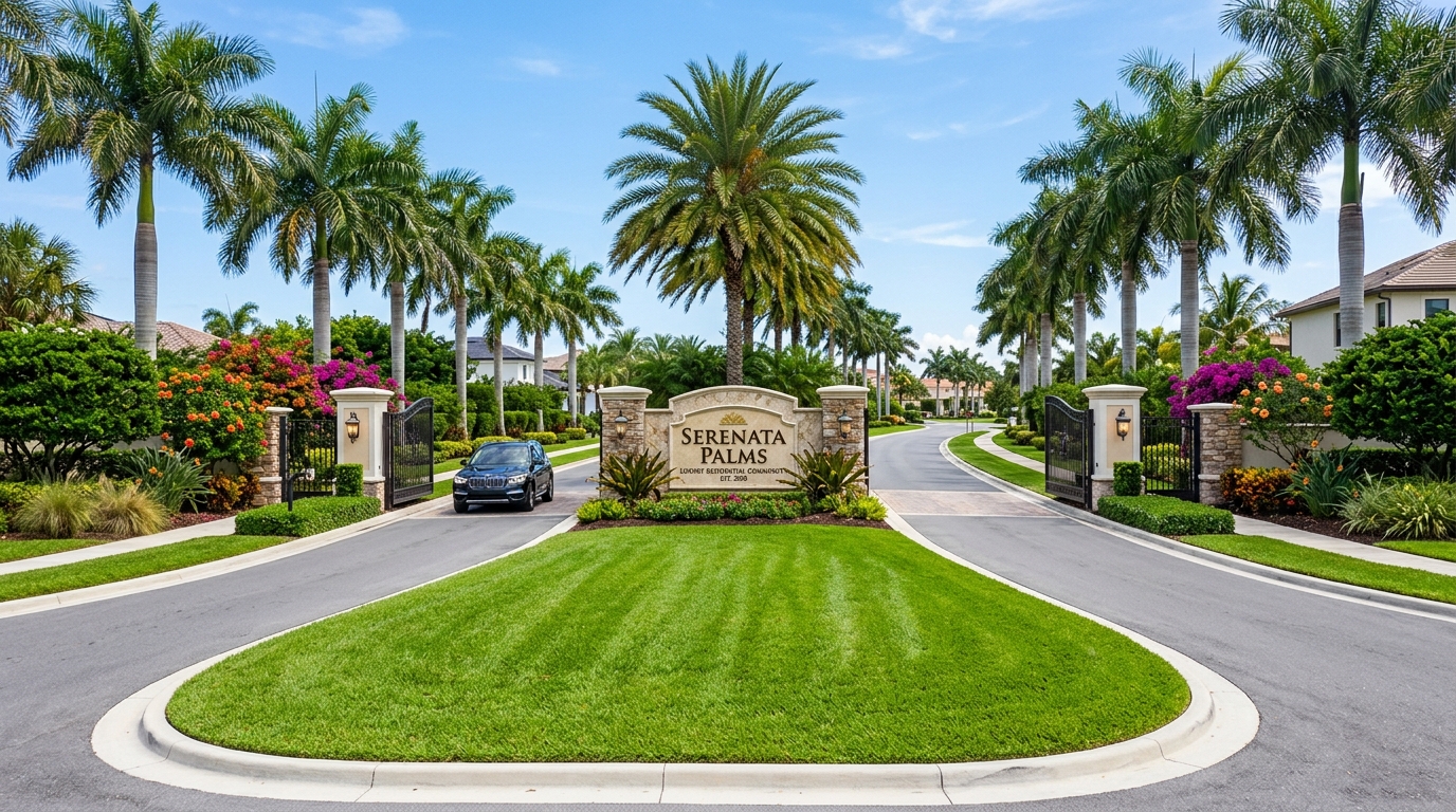 Luxury HOA Gated Community Entrance
